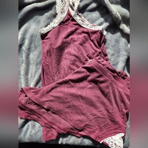 Victoria's Secret Burgundy Lace Pajama Set